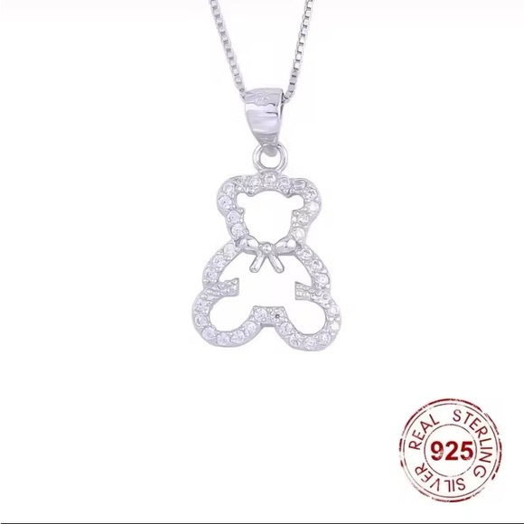 Jewelry - Sterling Silver Cubic Zirconia Bear Necklace